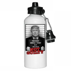 Funny Not Guilty Donald Trump Mug Shot Aluminum Water Bottle