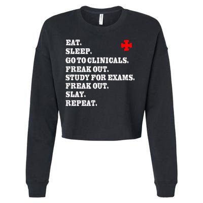 Funny Nurse Gift Slay Rn Lpn Clinicals Nursing School Gift Cropped Pullover Crew