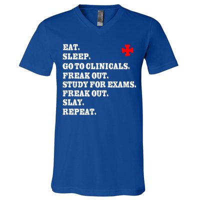 Funny Nurse Gift Slay Rn Lpn Clinicals Nursing School Gift V-Neck T-Shirt