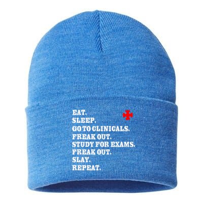 Funny Nurse Gift Slay Rn Lpn Clinicals Nursing School Gift Sustainable Knit Beanie