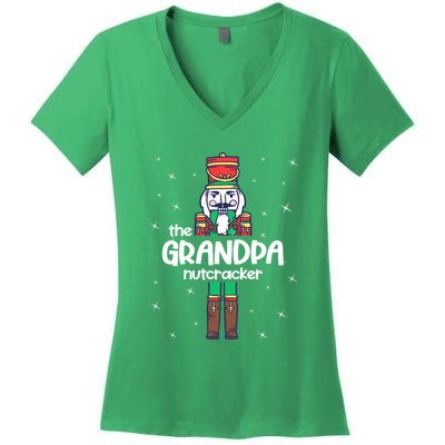 Funny Nutcracker Grandpa Love Ballet Dance Christmas Women's V-Neck T-Shirt