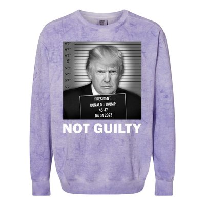 Funny Not Guilty Trump Mug Shot Colorblast Crewneck Sweatshirt