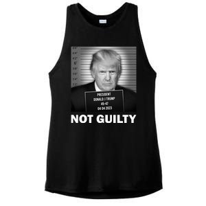 Funny Not Guilty Trump Mug Shot Ladies PosiCharge Tri-Blend Wicking Tank