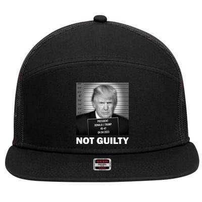 Funny Not Guilty Trump Mug Shot 7 Panel Mesh Trucker Snapback Hat