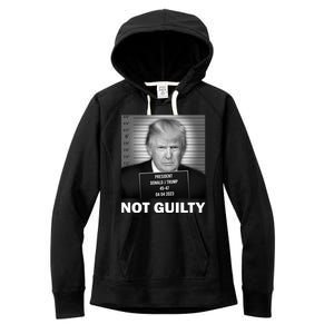 Funny Not Guilty Trump Mug Shot Women's Fleece Hoodie