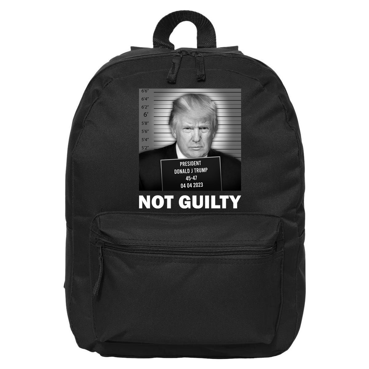 Funny Not Guilty Trump Mug Shot 16 in Basic Backpack