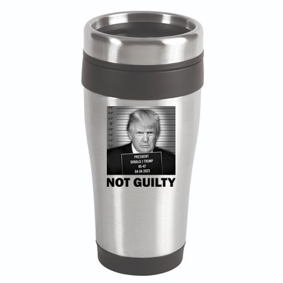 Funny Not Guilty Trump Mug Shot 16oz Travel Tumbler