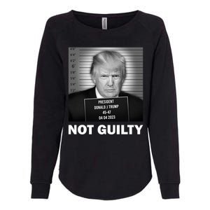 Funny Not Guilty Trump Mug Shot Womens California Wash Sweatshirt