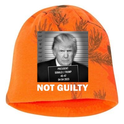 Funny Not Guilty Trump Mug Shot Kati - Camo Knit Beanie