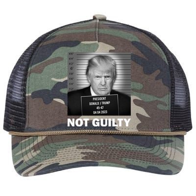 Funny Not Guilty Trump Mug Shot Retro Rope Trucker Hat Cap