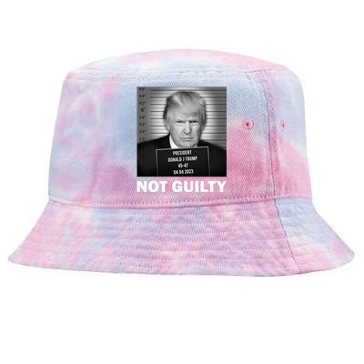 Funny Not Guilty Trump Mug Shot Tie-Dyed Bucket Hat