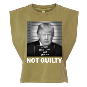 Funny Not Guilty Trump Mug Shot Garment-Dyed Women's Muscle Tee