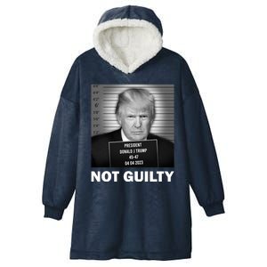 Funny Not Guilty Trump Mug Shot Hooded Wearable Blanket