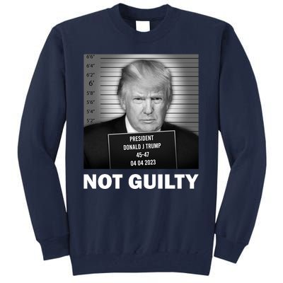 Funny Not Guilty Trump Mug Shot Tall Sweatshirt