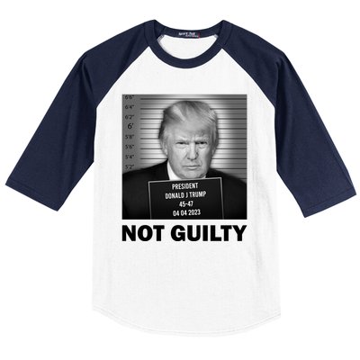 Funny Not Guilty Trump Mug Shot Baseball Sleeve Shirt