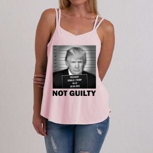 Funny Not Guilty Trump Mug Shot Women's Strappy Tank