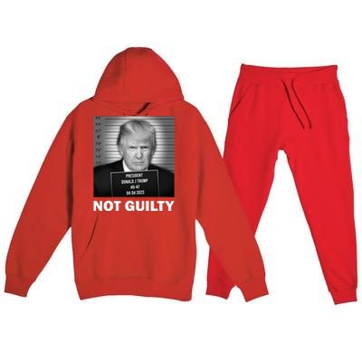 Funny Not Guilty Trump Mug Shot Premium Hooded Sweatsuit Set