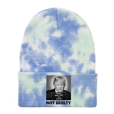 Funny Not Guilty Trump Mug Shot Tie Dye 12in Knit Beanie