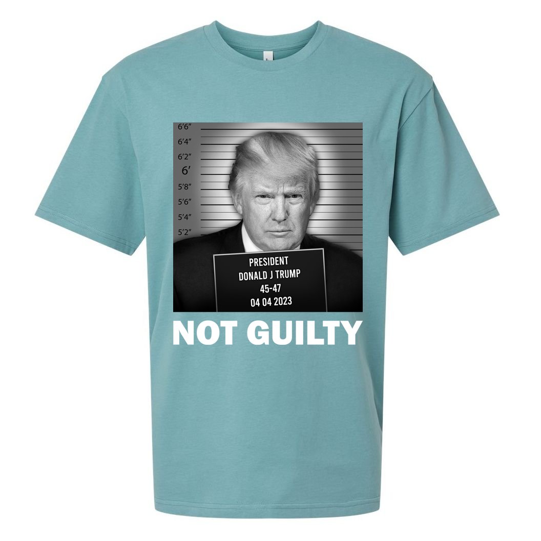 Funny Not Guilty Trump Mug Shot Sueded Cloud Jersey T-Shirt