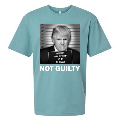 Funny Not Guilty Trump Mug Shot Sueded Cloud Jersey T-Shirt