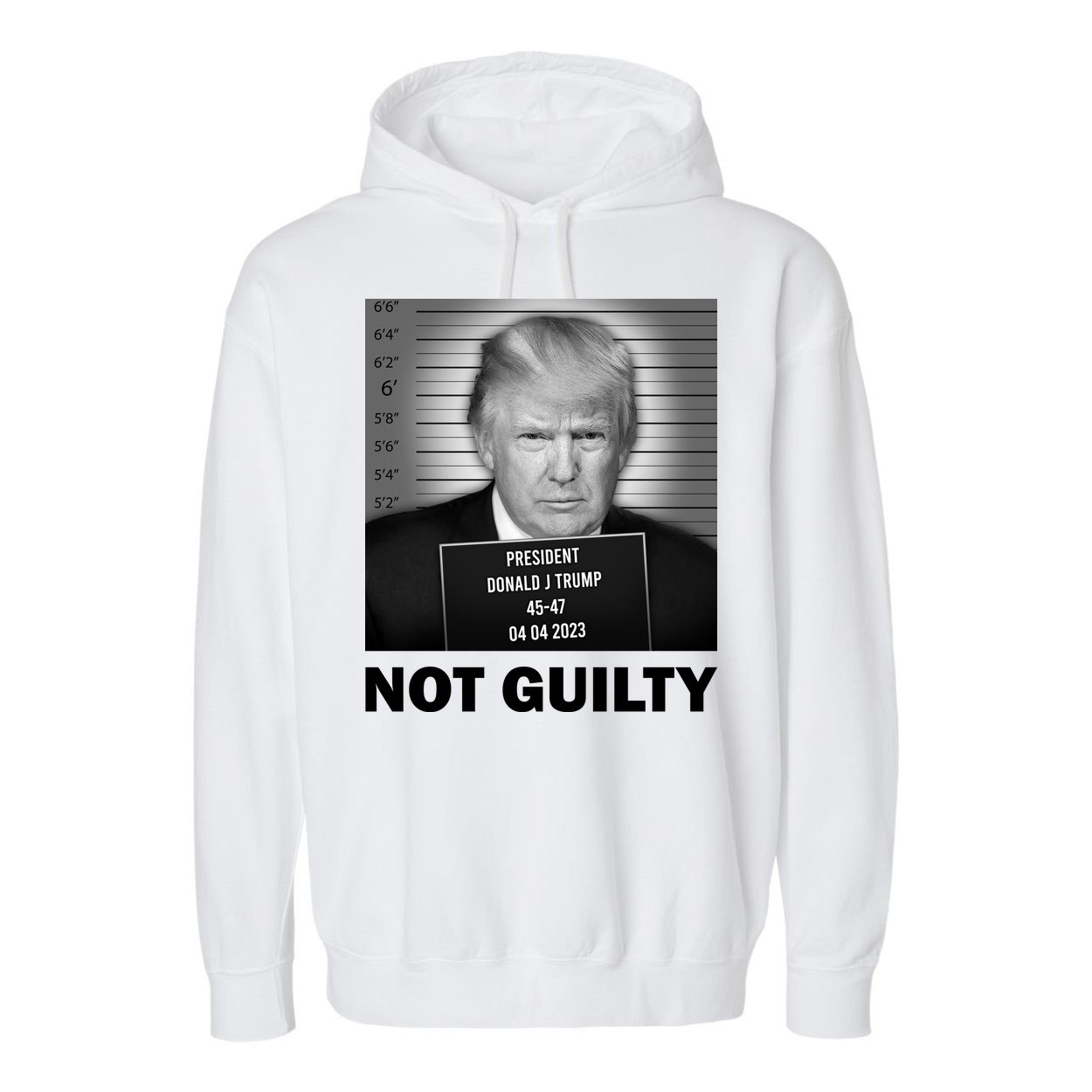Funny Not Guilty Trump Mug Shot Garment-Dyed Fleece Hoodie