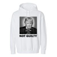 Funny Not Guilty Trump Mug Shot Garment-Dyed Fleece Hoodie