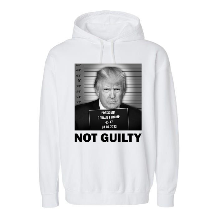 Funny Not Guilty Trump Mug Shot Garment-Dyed Fleece Hoodie