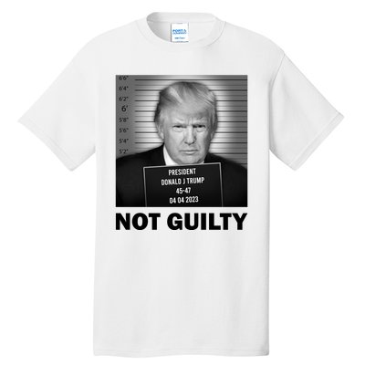 Funny Not Guilty Trump Mug Shot Tall T-Shirt