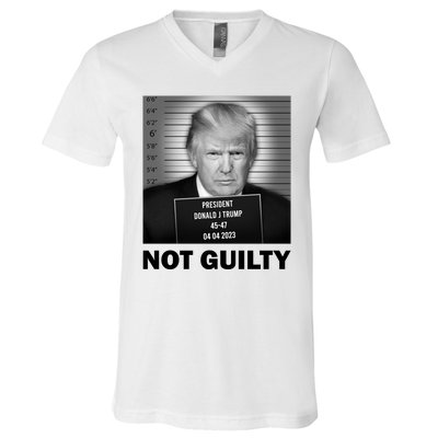 Funny Not Guilty Trump Mug Shot V-Neck T-Shirt