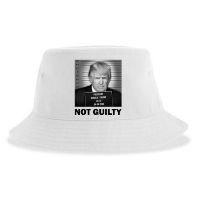 Funny Not Guilty Trump Mug Shot Sustainable Bucket Hat