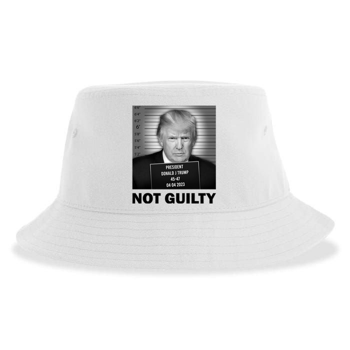 Funny Not Guilty Trump Mug Shot Sustainable Bucket Hat