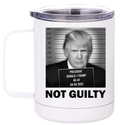 Funny Not Guilty Trump Mug Shot 12 oz Stainless Steel Tumbler Cup