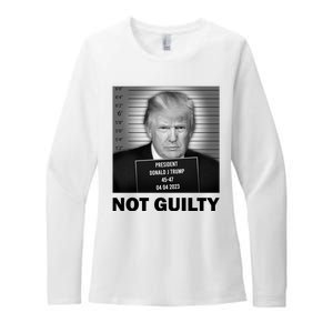 Funny Not Guilty Trump Mug Shot Womens CVC Long Sleeve Shirt