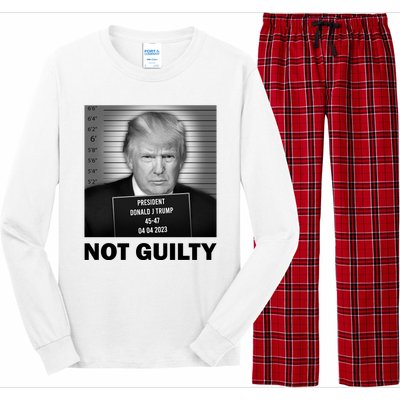 Funny Not Guilty Trump Mug Shot Long Sleeve Pajama Set