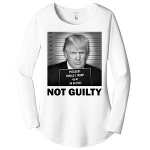 Funny Not Guilty Trump Mug Shot Women's Perfect Tri Tunic Long Sleeve Shirt