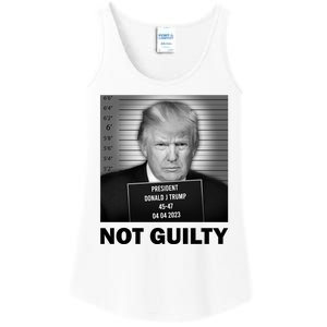 Funny Not Guilty Trump Mug Shot Ladies Essential Tank