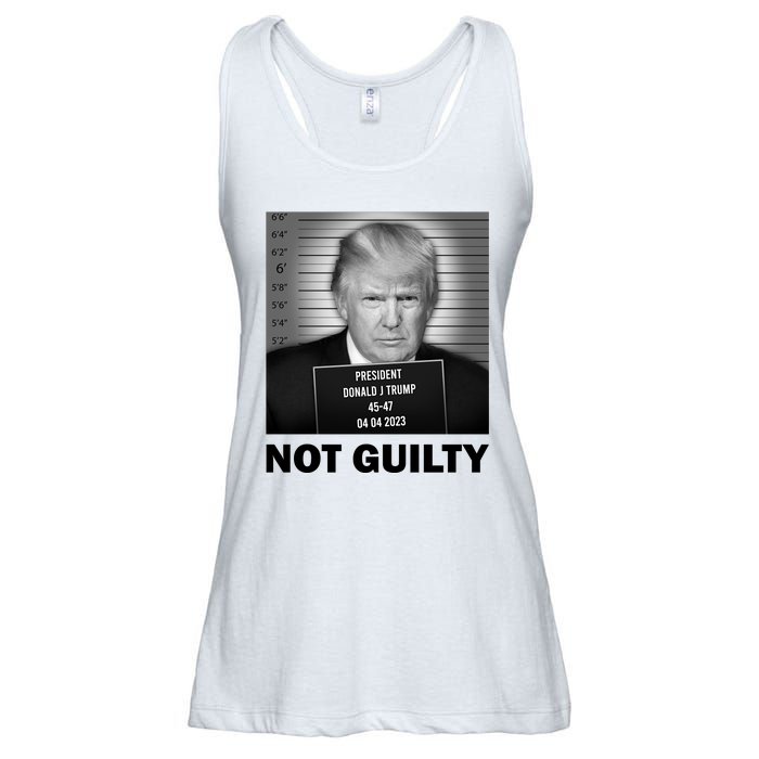 Funny Not Guilty Trump Mug Shot Ladies Essential Flowy Tank