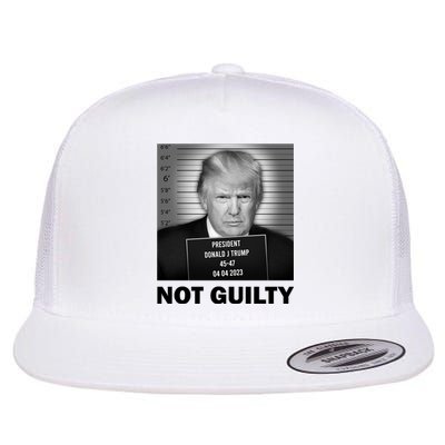 Funny Not Guilty Trump Mug Shot Flat Bill Trucker Hat