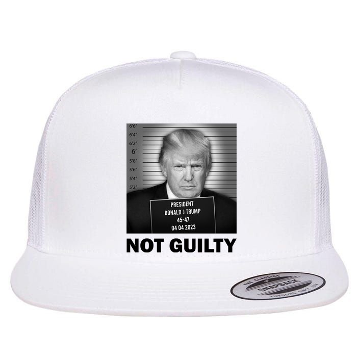 Funny Not Guilty Trump Mug Shot Flat Bill Trucker Hat