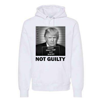 Funny Not Guilty Trump Mug Shot Premium Hoodie