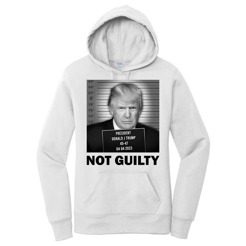 Funny Not Guilty Trump Mug Shot Women's Pullover Hoodie