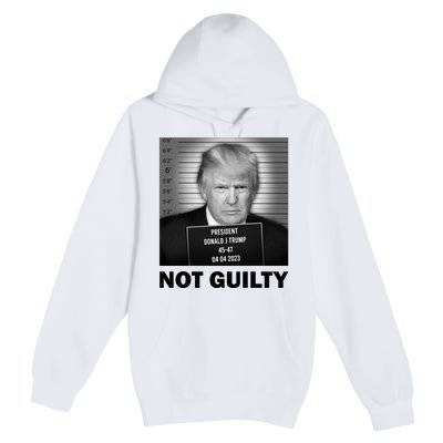 Funny Not Guilty Trump Mug Shot Premium Pullover Hoodie