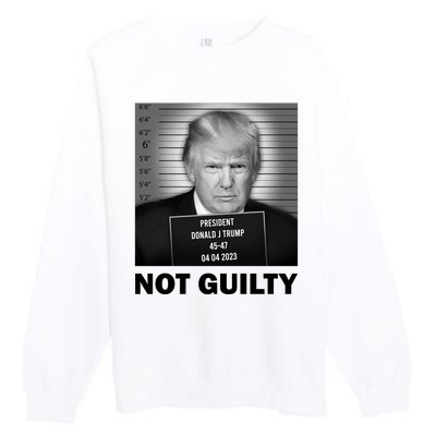 Funny Not Guilty Trump Mug Shot Premium Crewneck Sweatshirt