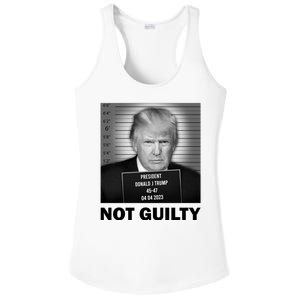 Funny Not Guilty Trump Mug Shot Ladies PosiCharge Competitor Racerback Tank