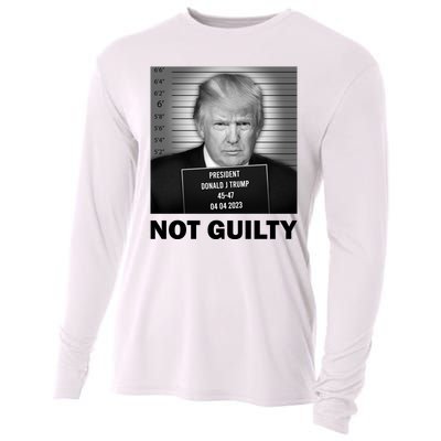 Funny Not Guilty Trump Mug Shot Cooling Performance Long Sleeve Crew