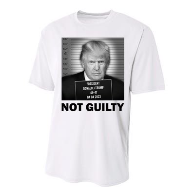 Funny Not Guilty Trump Mug Shot Performance Sprint T-Shirt