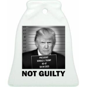 Funny Not Guilty Trump Mug Shot Ceramic Bell Ornament