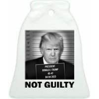 Funny Not Guilty Trump Mug Shot Ceramic Bell Ornament