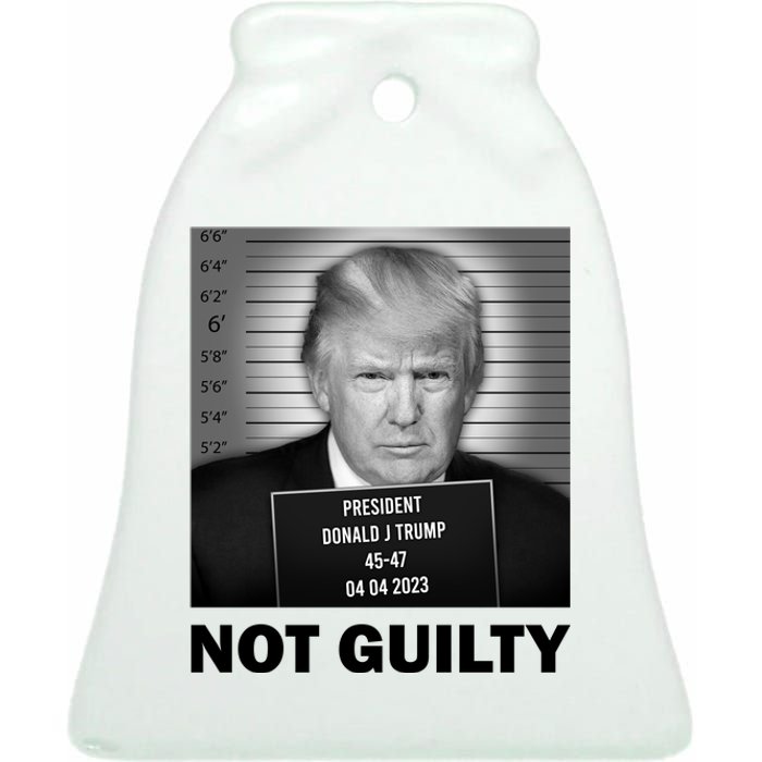 Funny Not Guilty Trump Mug Shot Ceramic Bell Ornament