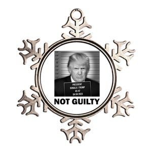 Funny Not Guilty Trump Mug Shot Metallic Star Ornament